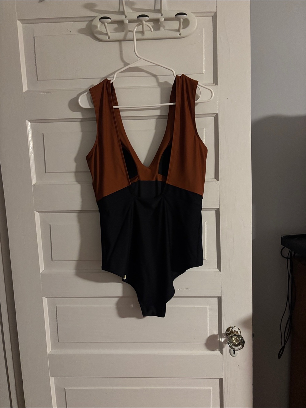 Summersalt Two-Tone One-Piece Swimsuit in Copper Brown and Black - Picture 2 of 5